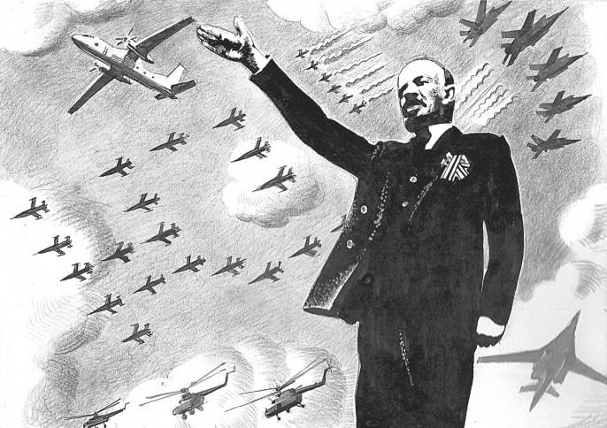 Во время воздушного парада в Москве с Мавзолея была снята драпировка, это подтверждает, что Ленин — человек неба