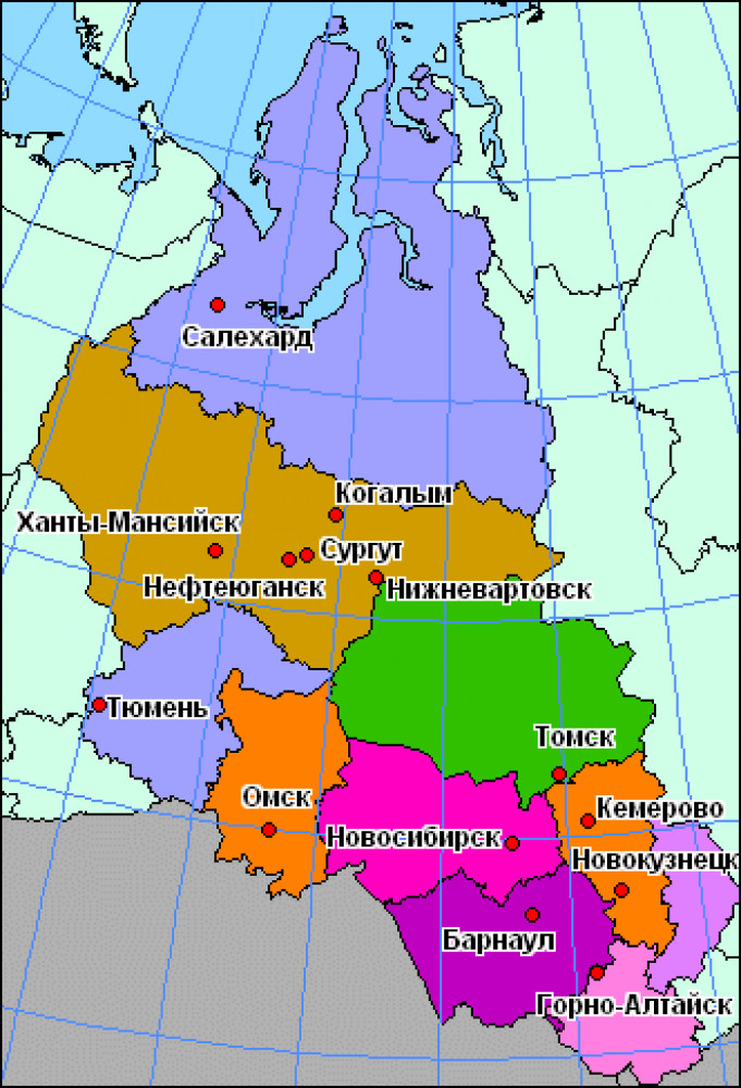 Какие республики входят в сибирь. Западная Сибирь на карте. Западная Сибирь на карте границы. Западная Сибирь административная карта. Карта Западной Сибири географическая.